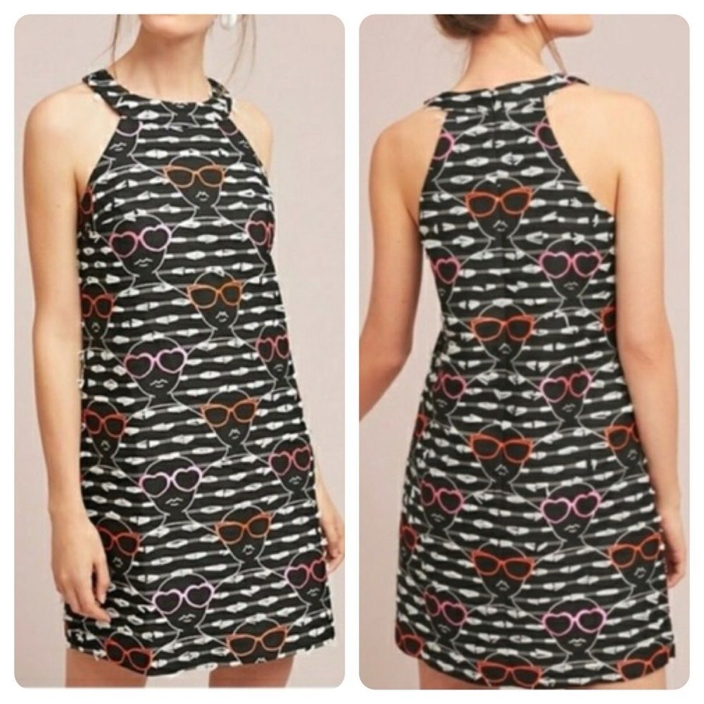 Anthropologie Womens Hutch Stacy Sunglass Mini Shift Dress Retro M
